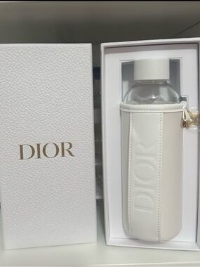 DIOR Glass water bottle leather sleeve NEW